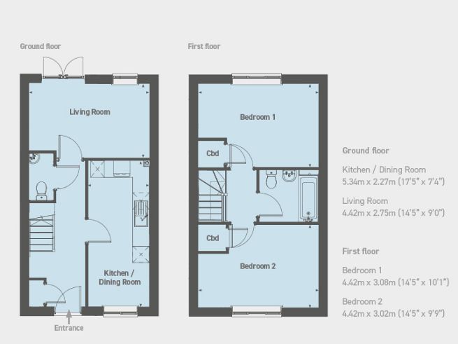 Floor plan 2 bedroom house - artist's impression subject to change