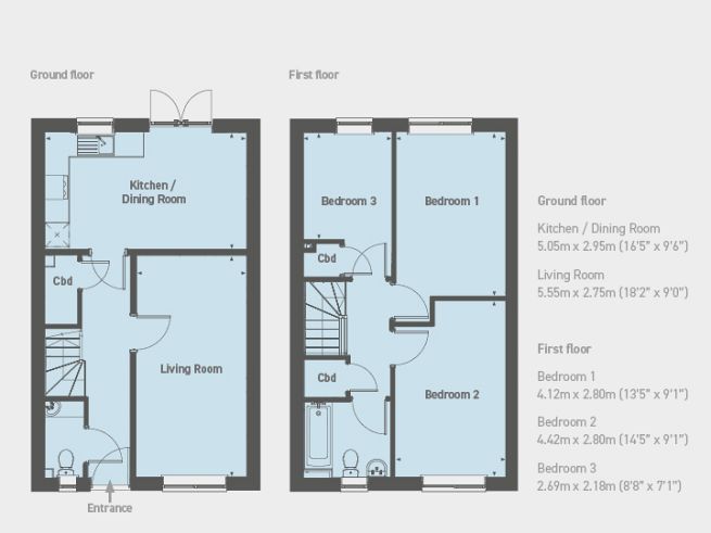 Floor plan 3 bedroom house - artist's impression subject to change