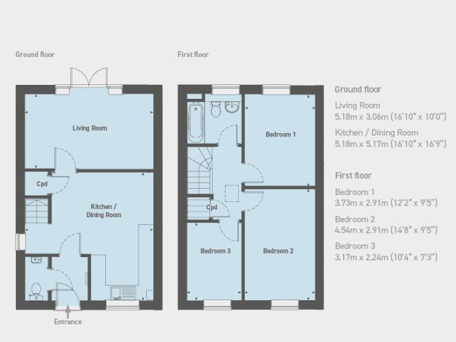 Floor plan 3 bedroom house - artist's impression subject to change