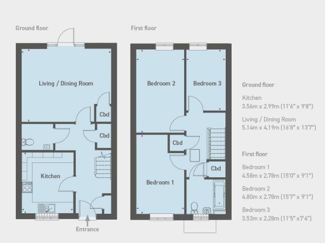 Floor plan 3 bedroom house - artist's impression subject to change