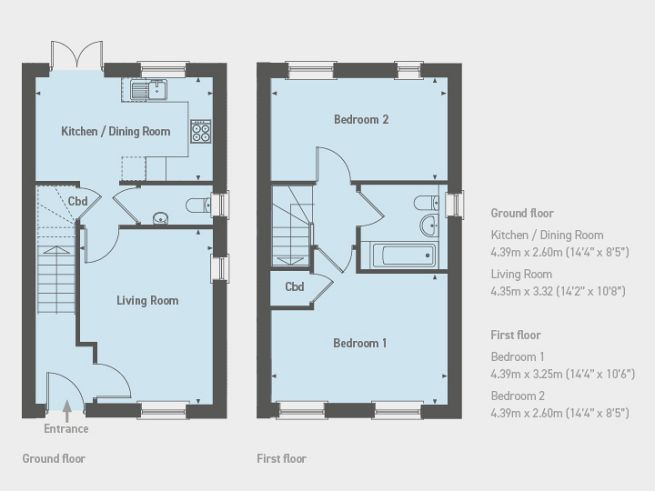 Floor plan 2 bedroom house - artist's impression subject to change