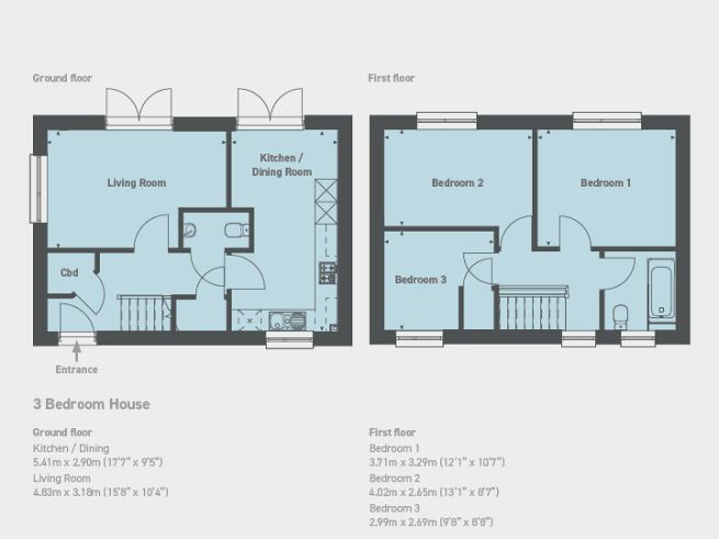 Floor plan 3 bedroom house - artist's impression subject to change