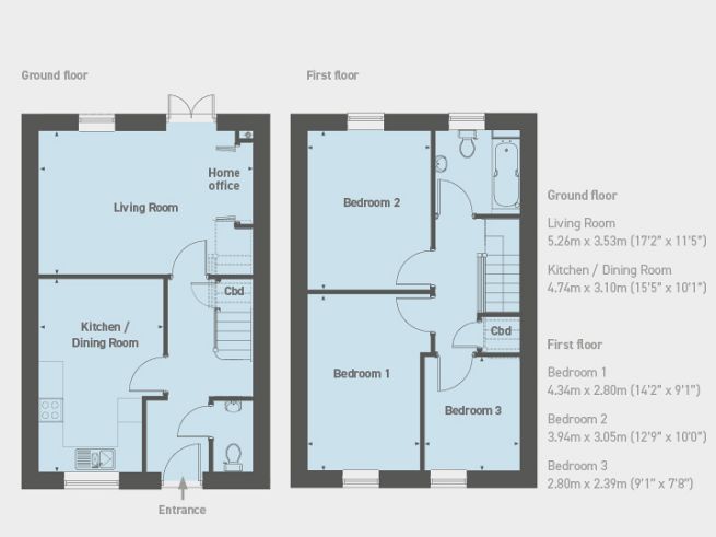 Floor plan 3 bedroom house - artist's impression subject to change