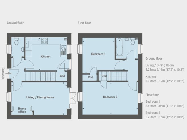 Floor plan 2 bedroom house - artist's impression subject to change