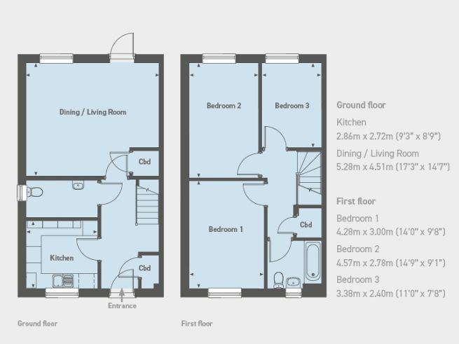 Floor plan 3 bedroom house - artist's impression subject to change