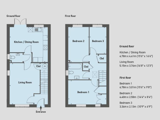 Floor plan, 3 bedroom house  - artist's impression subject to change