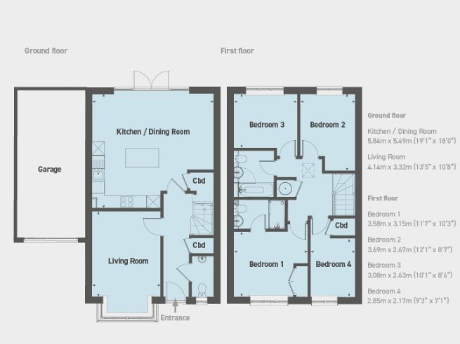 Floor plan, 4 bedroom house - artist's impression subject to change. 