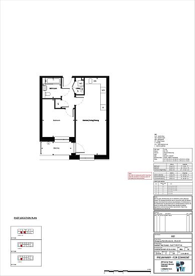 Floor plan, 1 bedroom apartment  - artist's impression subject to change