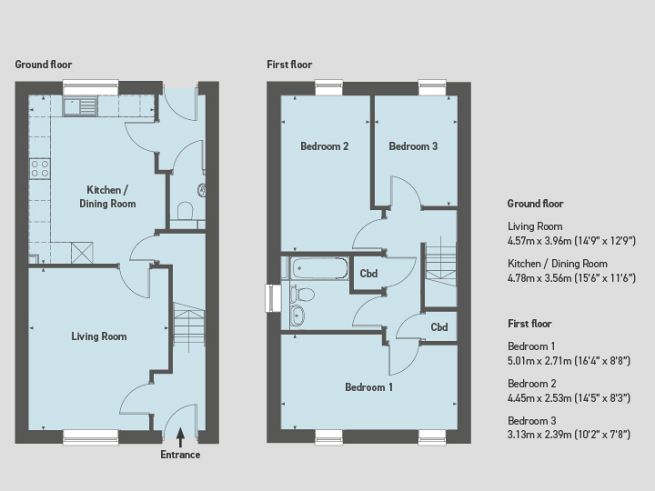 Floor plan, 3 bedroom house - artist's impression subject to change