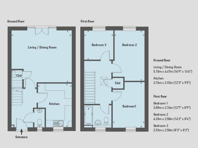 Floor plan, 3 bedroom house - artist's impression subject to change.