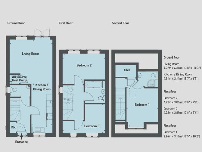 Floor plan, 3 bedroom house - artist's impression subject to change.