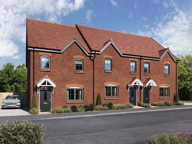 3 bedroom houses - artist's impression subject to change. Please note that the above computer generated image is representative of the house type and not necessarily the specified plot as some details and materials may vary.