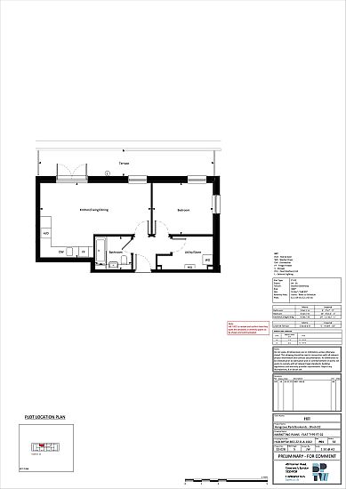 Floor plan, 1 bedroom apartment  - artist's impression subject to change