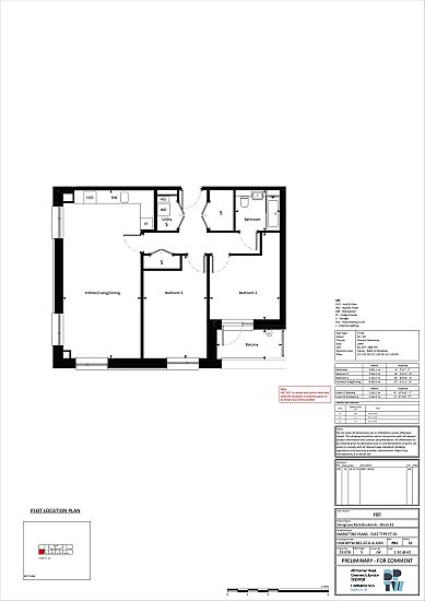 Floor plan, 2 bedroom apartment  - artist's impression subject to change