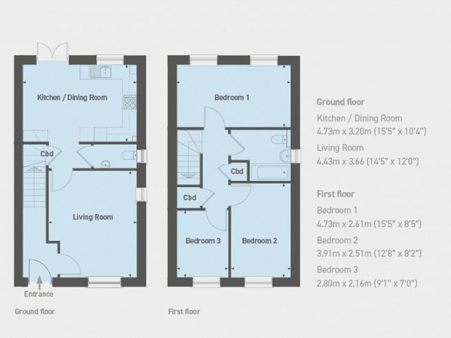 Floor plan, 3 bedroom house - artist's impression subject to change