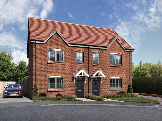 2 bedroom houses - artist's impression subject to change. Please note that the above computer generated image is representative of the house type and not necessarily the specified plot as some details and materials may vary.