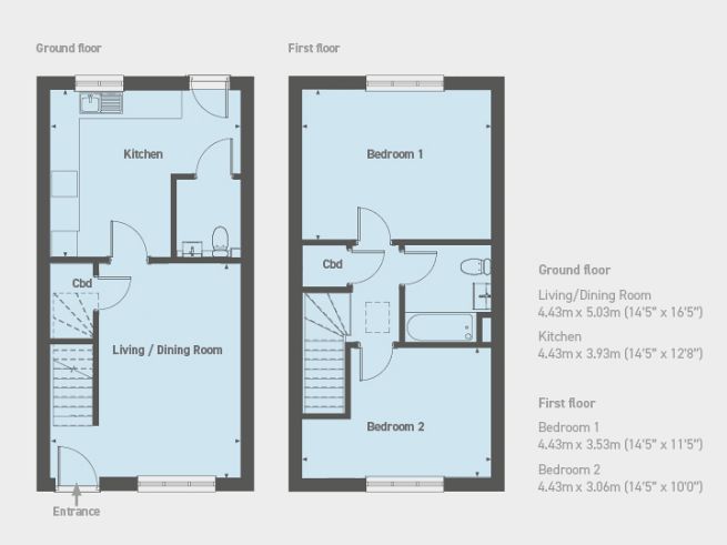 Floor plan 2 bedroom house - artist's impression subject to change