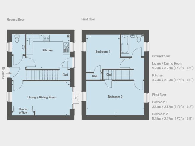 Floor plan, 2 bedroom house  - artist's impression subject to change