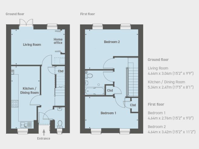 Floor plan, 2 bedroom house  - artist's impression subject to change