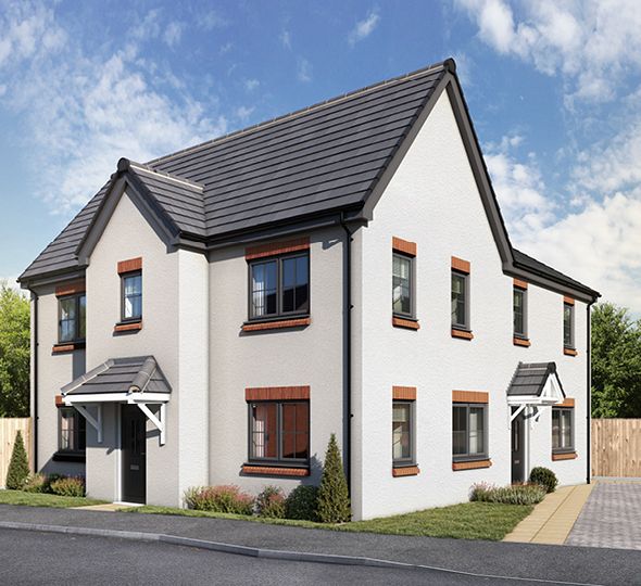 3 bedroom houses - artist's impression subject to change. Please note that the above computer generated image is representative of the house type and not necessarily the specified plot as some details and materials may vary.